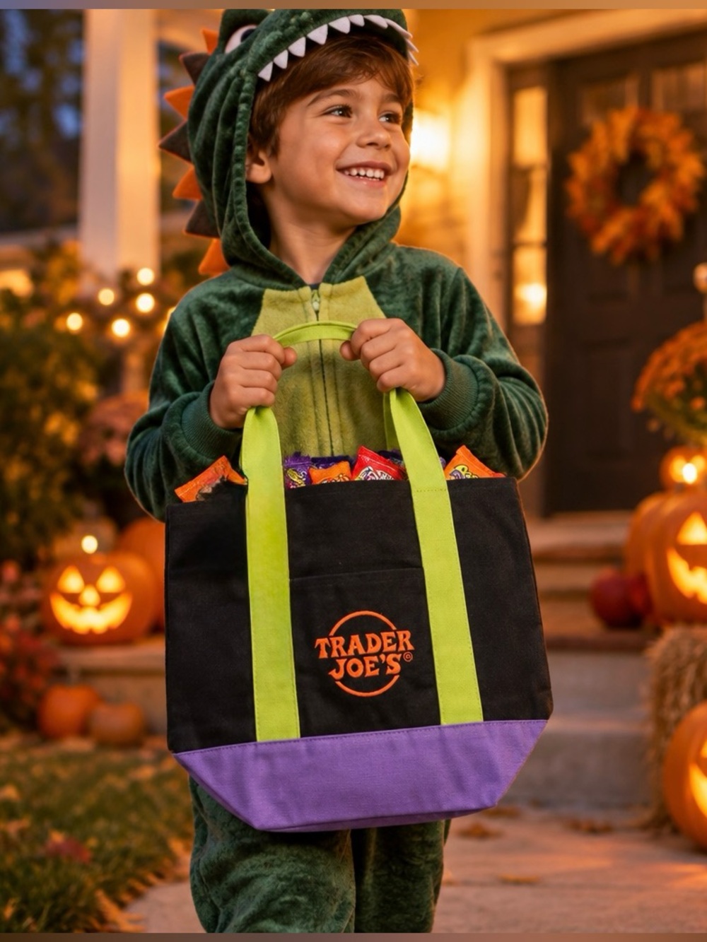 Trader Joe's 2025 Kids Black & Green Halloween Mini Tote Bag